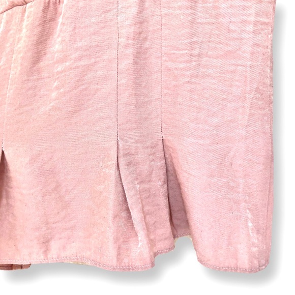 Cream Pink Color Deep V-Neck Long Sleeve Blouse with Side Zi… - Picture 3 of 6